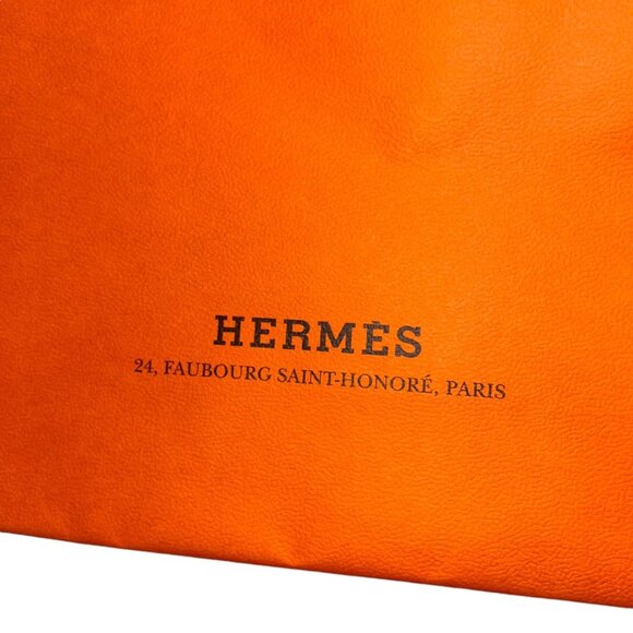 Hermes Paris France classic orange Carriage print paper shopping bag - Picture 3 of 4
